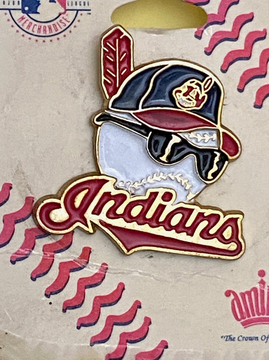 Cleveland Indians Vintage MLB NOS Late '90s "Baseball/Sunglasses" Lapel Pin