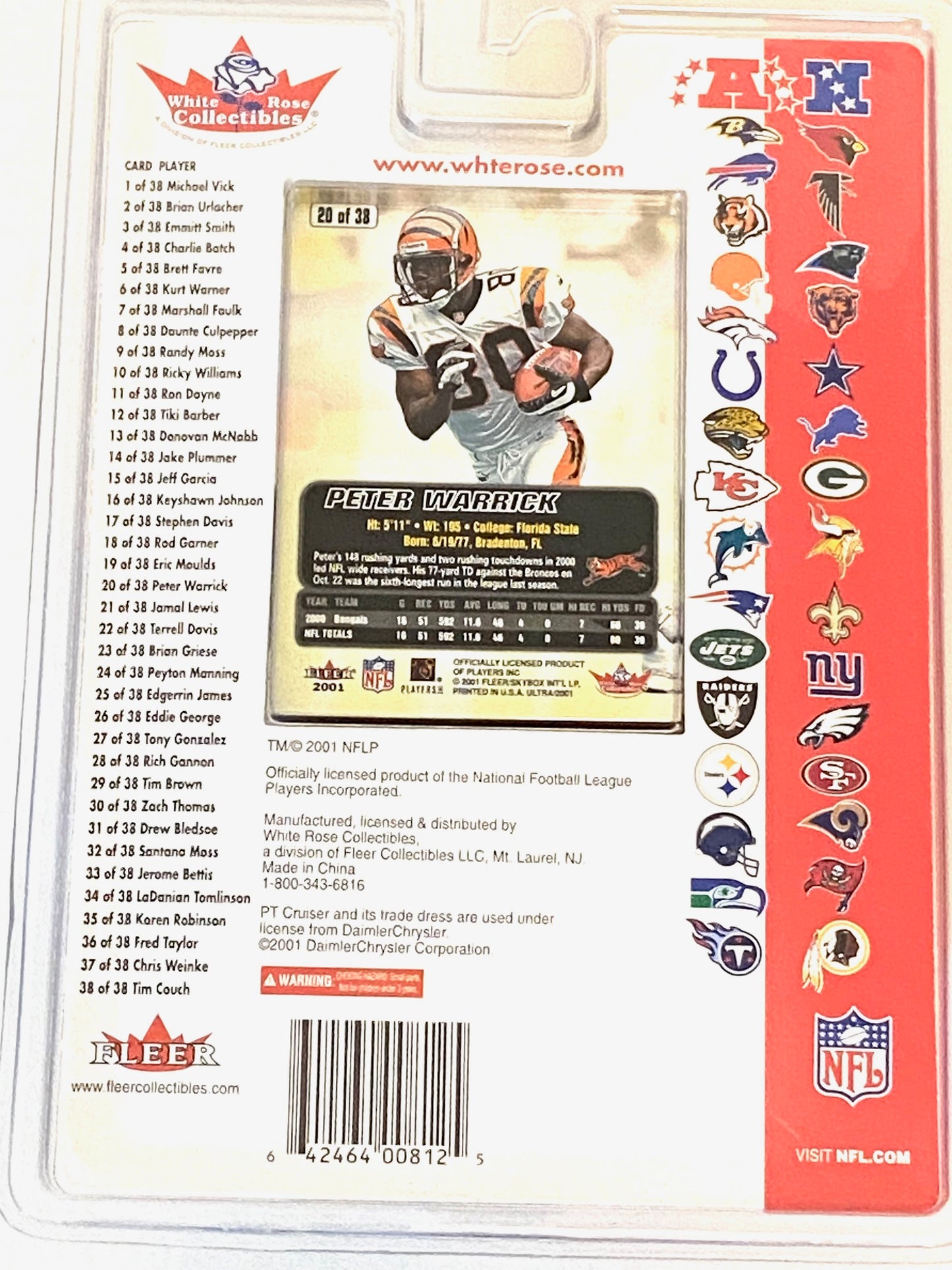Peter Warrick 2001 NFL Cincinnati Bengals Collectible NOS PT Cruiser