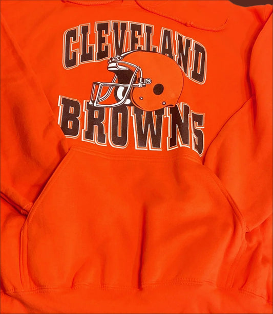 Cleveland Browns 1999 NFL Vintage Orange Hooded Logo NOS Sweatshirt