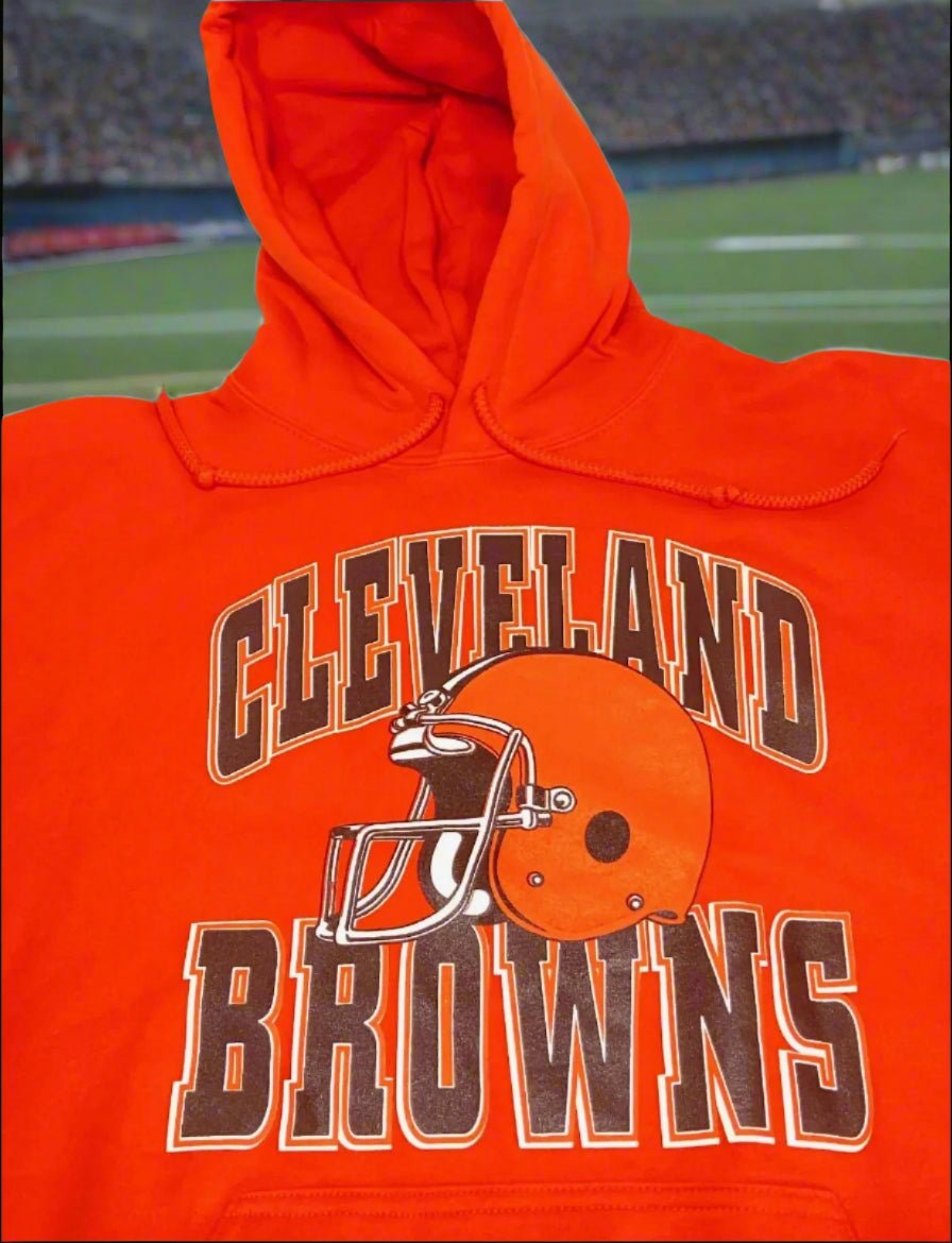 Cleveland Browns 1999 NFL Vintage Orange Hooded Logo NOS Sweatshirt