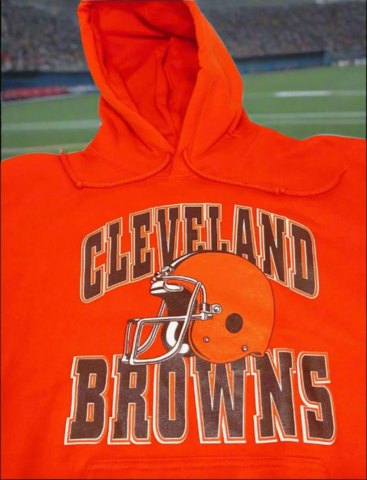 Cleveland Browns 1999 NFL Vintage Orange Hooded Logo NOS Sweatshirt