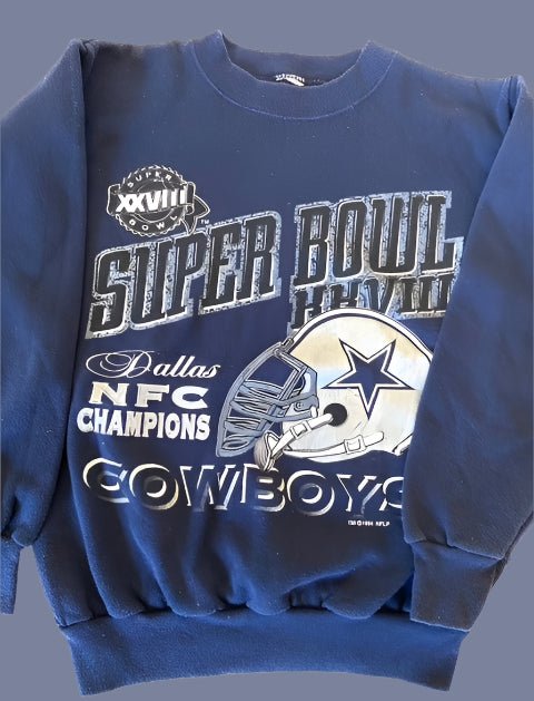 Dallas Cowboys NFL 1994 Super Bowl XXVIII (28) Adult M(?) Blue Used Sweatshirt