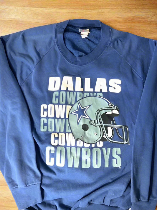 Dallas Cowboys NFL Adult L Blue Cotton/Poly Used Sweatshirt