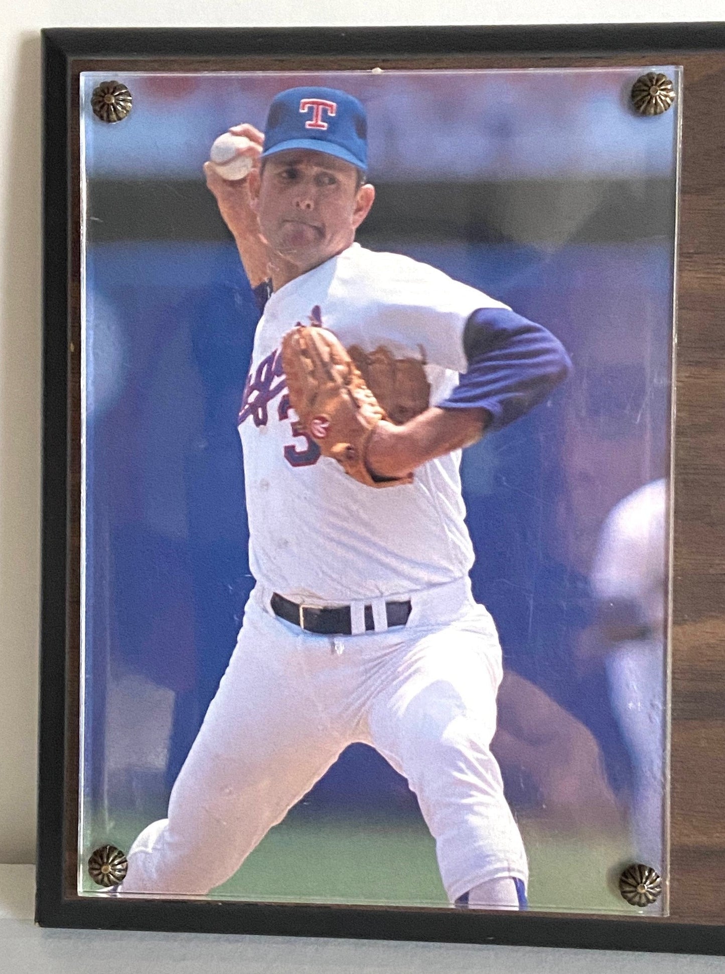 Nolan Ryan 1990 Commemorative Used Wood Wall Plaque
