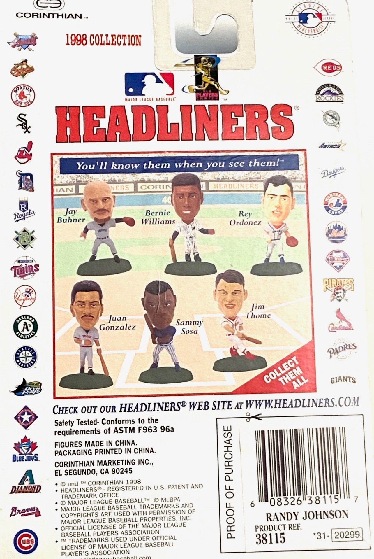 Randy Johnson 1998 MLB Seattle Mariners Headliner NOS Figurine
