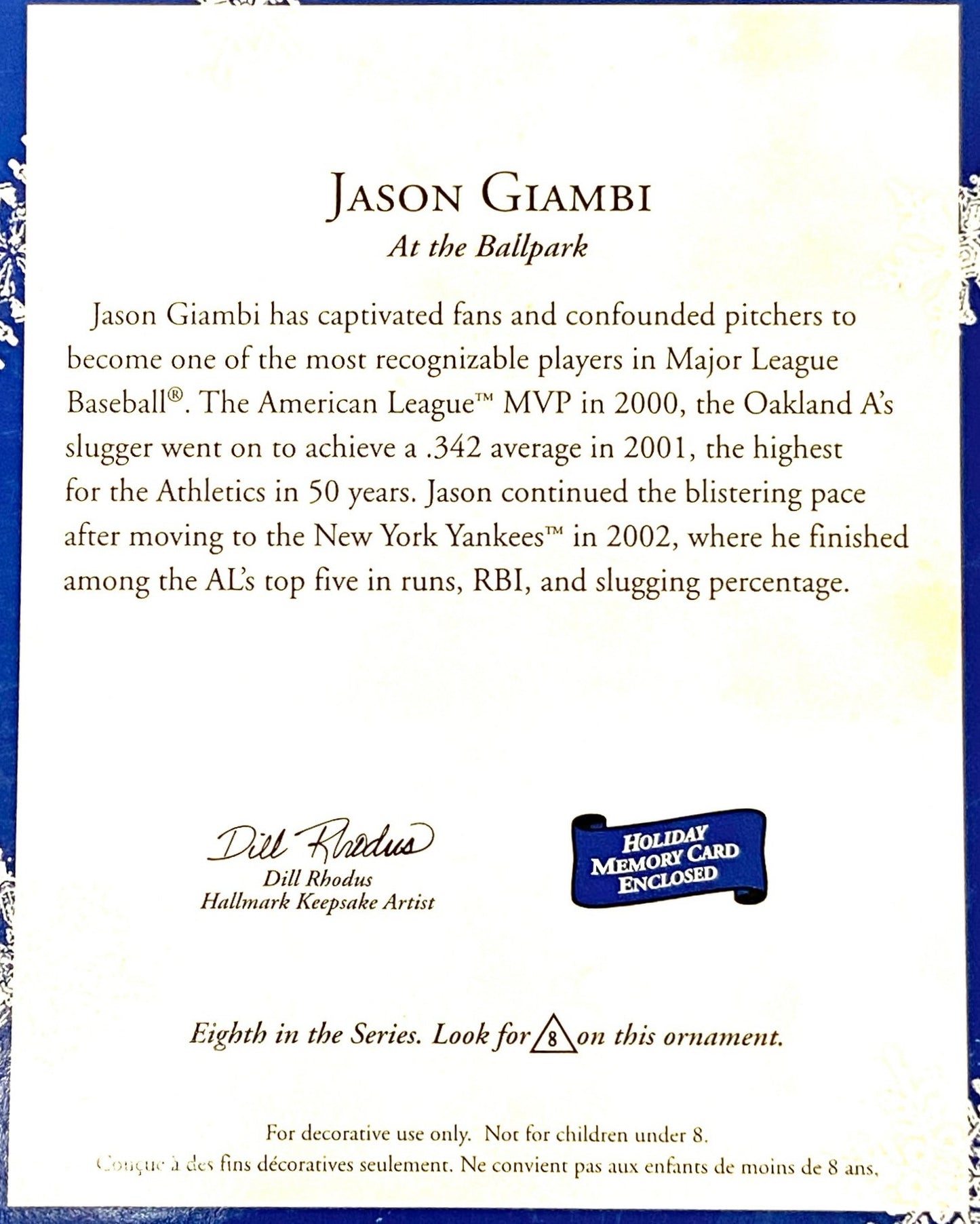 Jason Giambi 2003 MLB New York Yankees Used Ornament