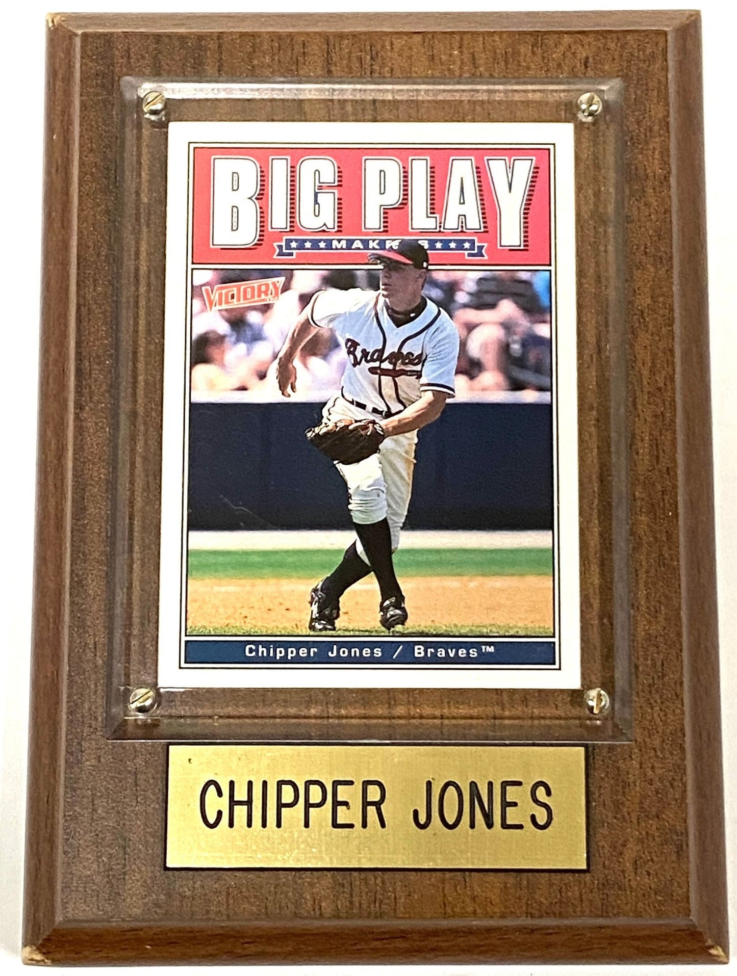 Chipper Jones 1999 MLB Used Plaque Big Play Maker Victory Card