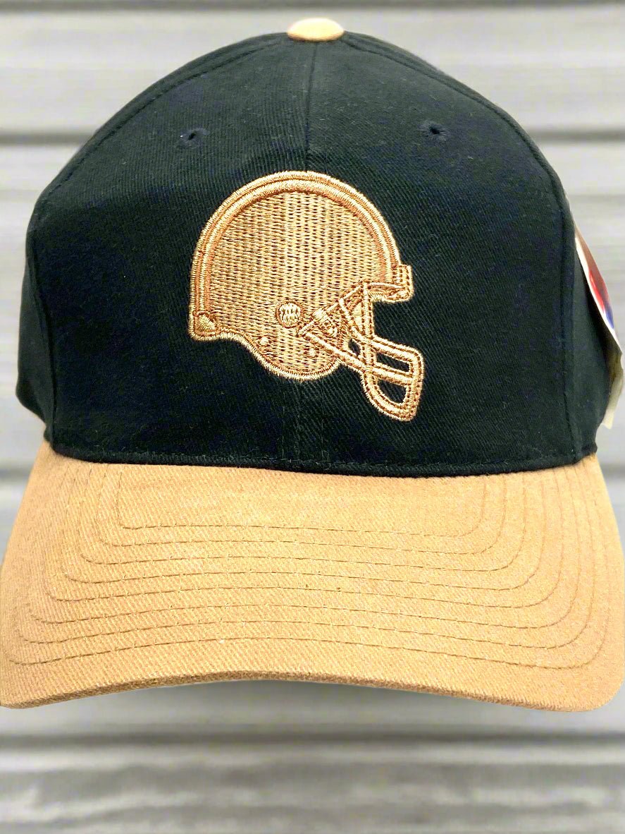 Cleveland Browns Vintage NFL Brown Logo On Black Crown NOS Cap