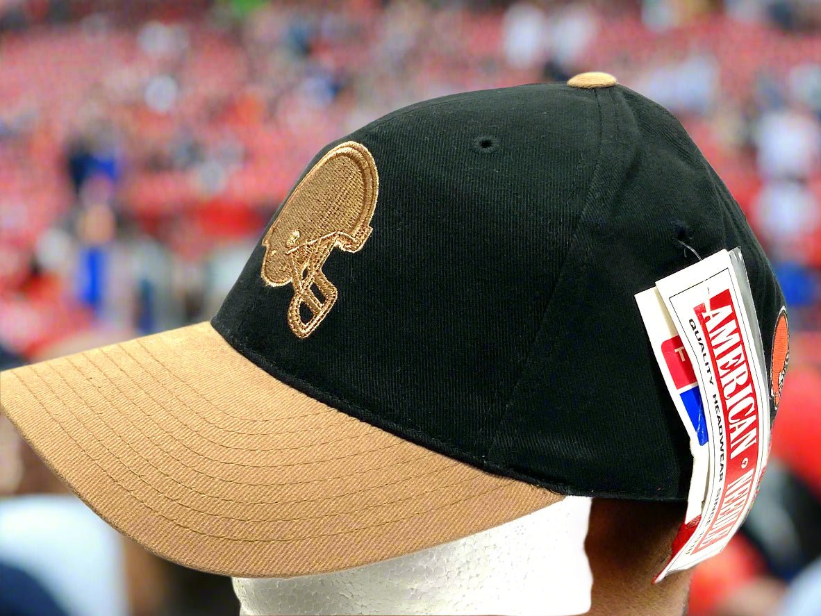 Cleveland Browns Vintage NFL Brown Logo On Black Crown NOS Cap