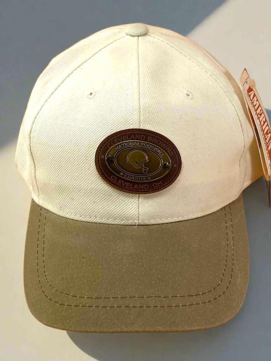 Cleveland Browns Vintage NFL White 20% Wool Metal Logo NOS Cap
