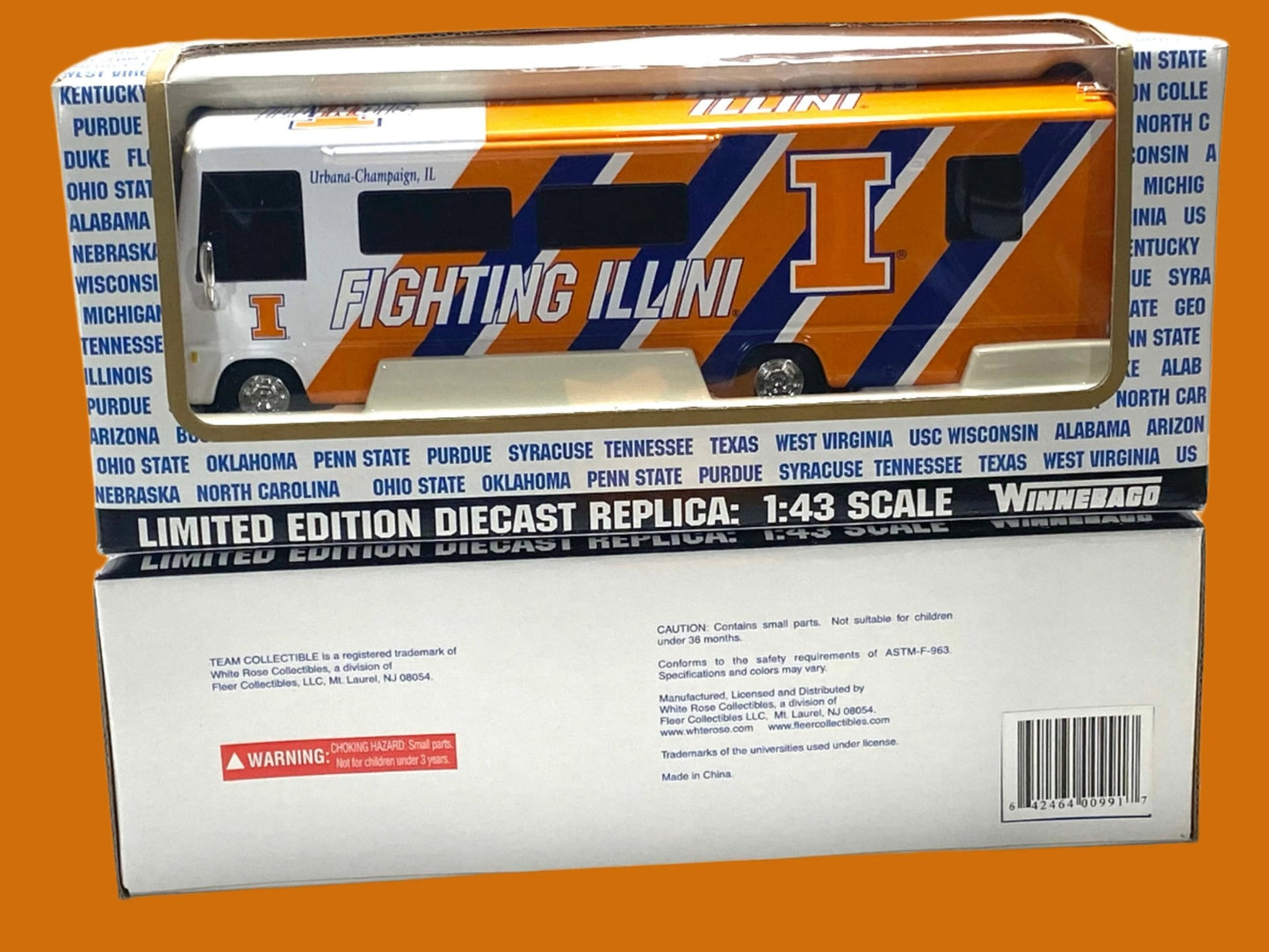 Illinois Fighting Illini Vintage 2001 NCAA 1:43 NOS Winnebago
