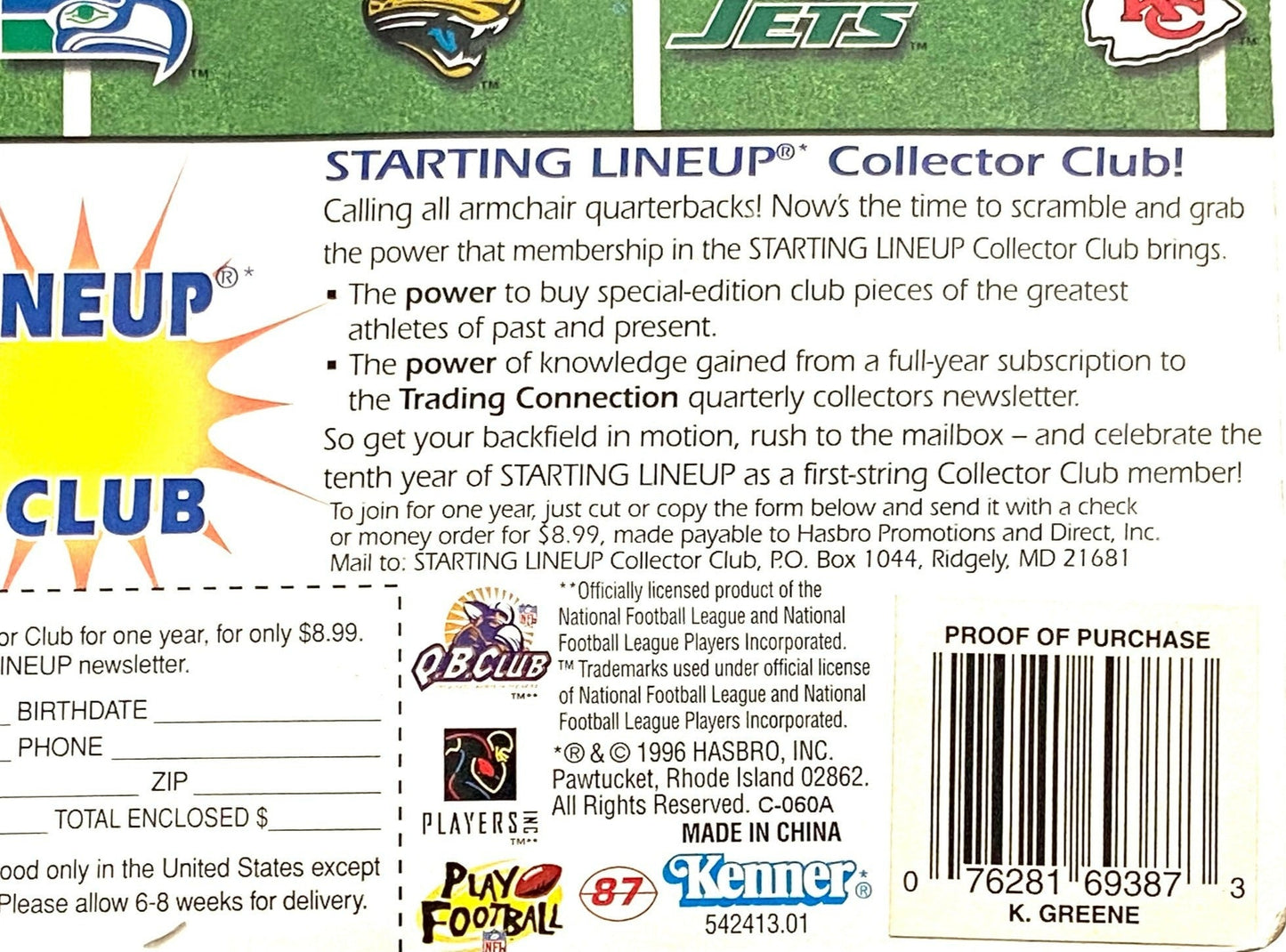 Kevin Greene 1997 Carolina Panthers NFL Starting Lineup NOS Figurine