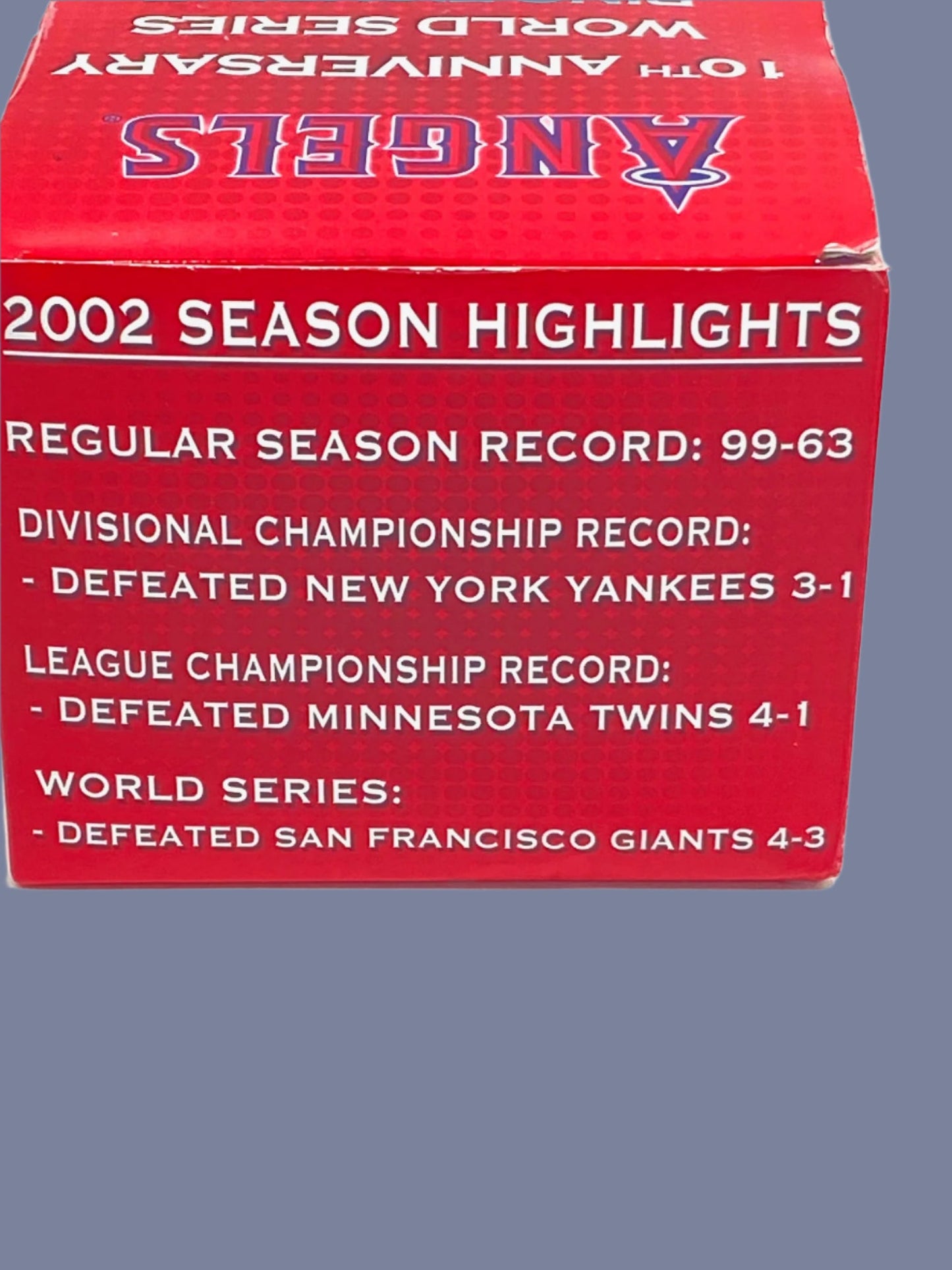 Los Angeles Angels 2012 MLB 10th Anniversary NOS World Series Ring