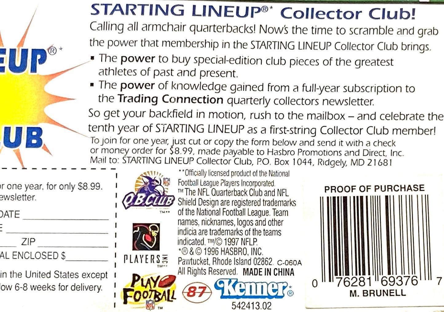 Mark Brunell 1997 NFL Jacksonville Jaguars NOS Starting Lineup Figurine