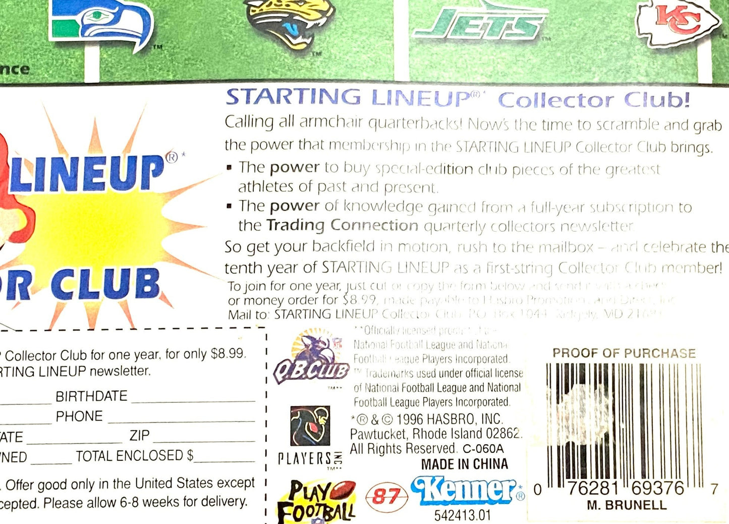 Mark Brunell 1997 NFL Jacksonville Jaguars Starting Lineup NOS Figurine