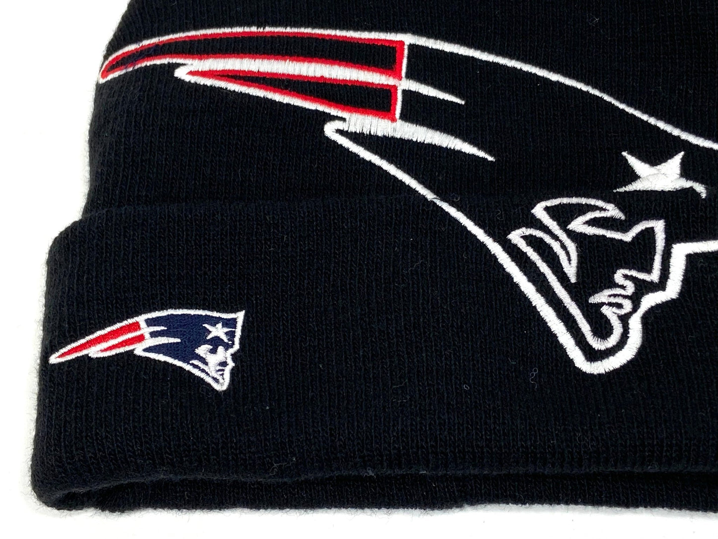 New England Patriots Vintage NFL Late '90's NOS Oversize Logo Black Knit Hat