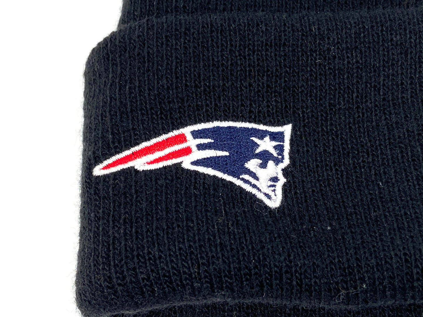 New England Patriots Vintage NFL Late '90's NOS Oversize Logo Black Knit Hat