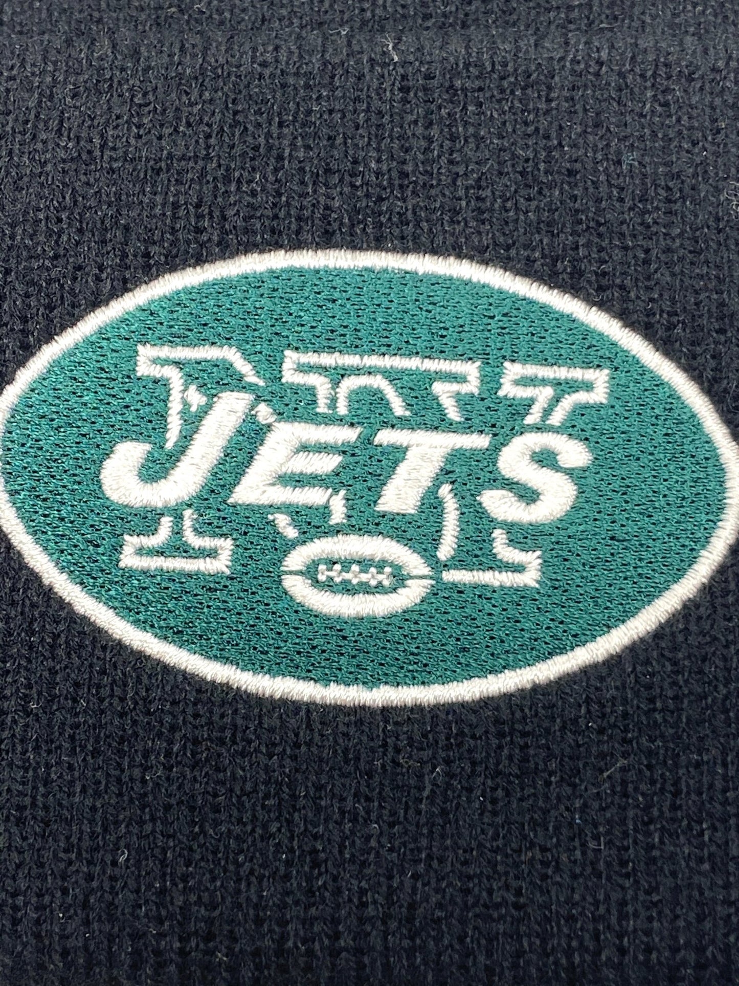 New York Jets Vintage NFL Black Cuffed Logo NOS Knit Hat