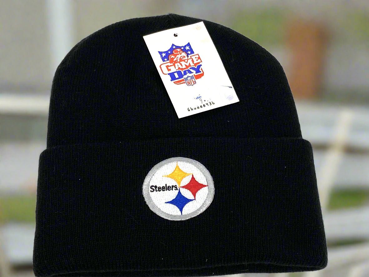 Pittsburgh Steelers Vintage NFL Black Cuffed NOS Logo Knit Hat