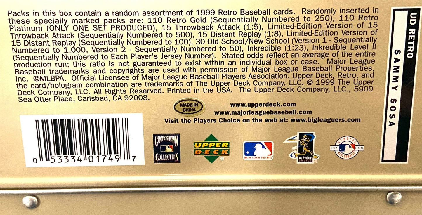 Sammy Sosa 1999 Chicago Cubs Used Card Storage Box
