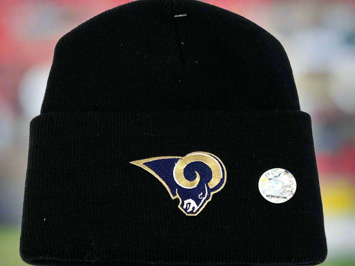 St. Louis Rams Vintage NFL Black Cuffed NOS Logo Knit Hat