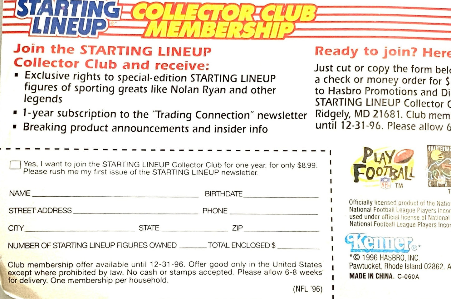 Steve McNair 1996 NFL Houston Oilers Starting Lineup NOS Figurine