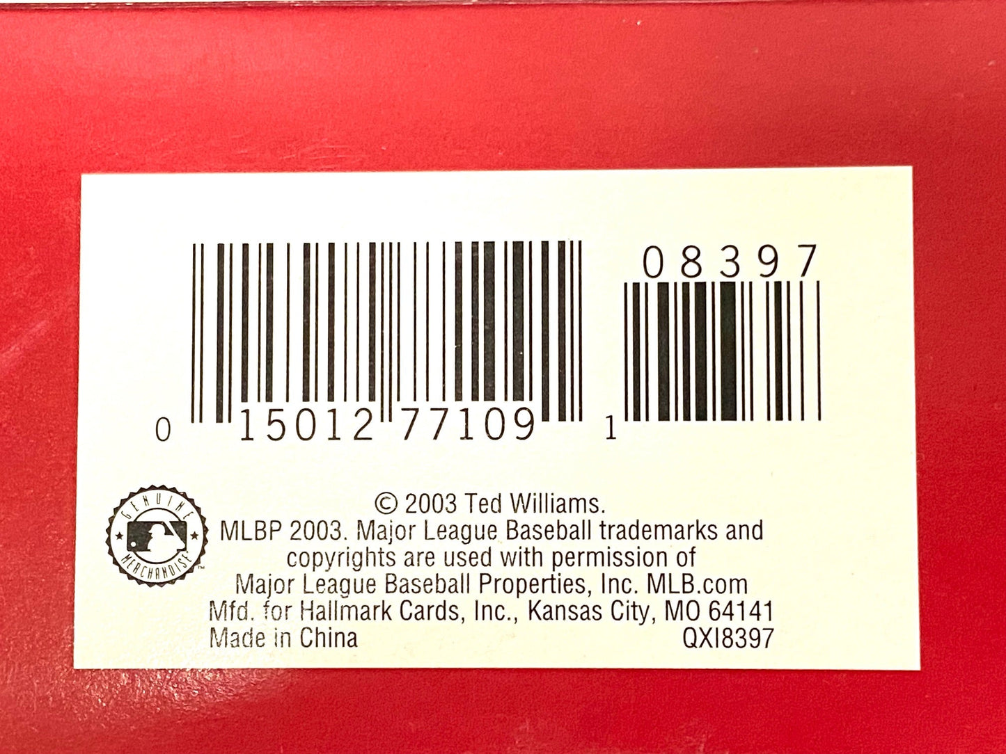 Ted Williams 2003 Boston Red Sox Used Keepsake Ornament