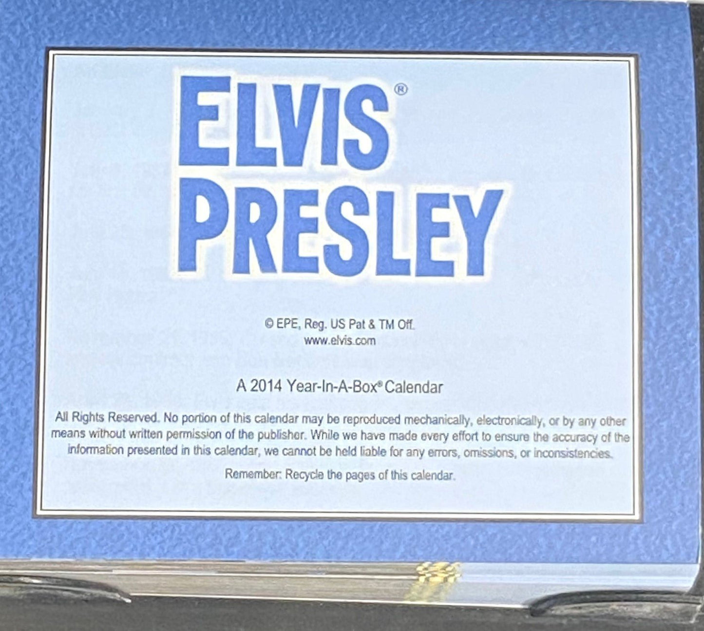 2014 Elvis Presley "Blue Suede" NOS Year-In-A-Box Calendar