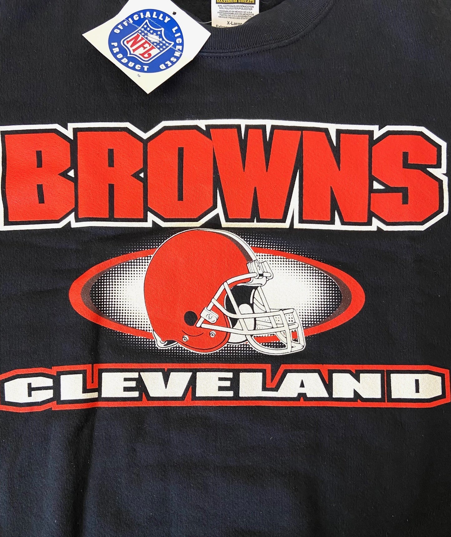 Cleveland Browns NFL 1999 Vintage Black NOS Sweatshirt Size XL