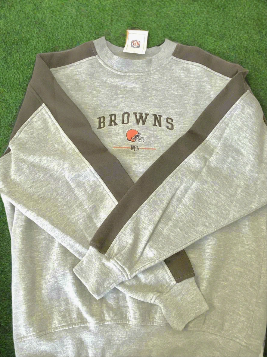 Cleveland Browns NFL Vintage Gray NOS Embroidered Sweatshirt Size Medium