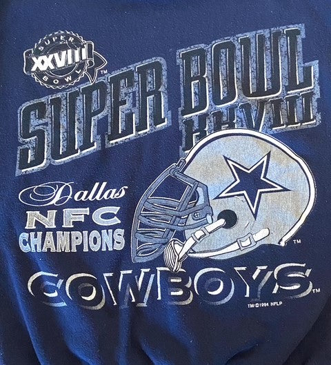 Dallas Cowboys NFL 1994 Super Bowl XXLIII (28) Adult M(?) Blue Sweatshirt (Used)