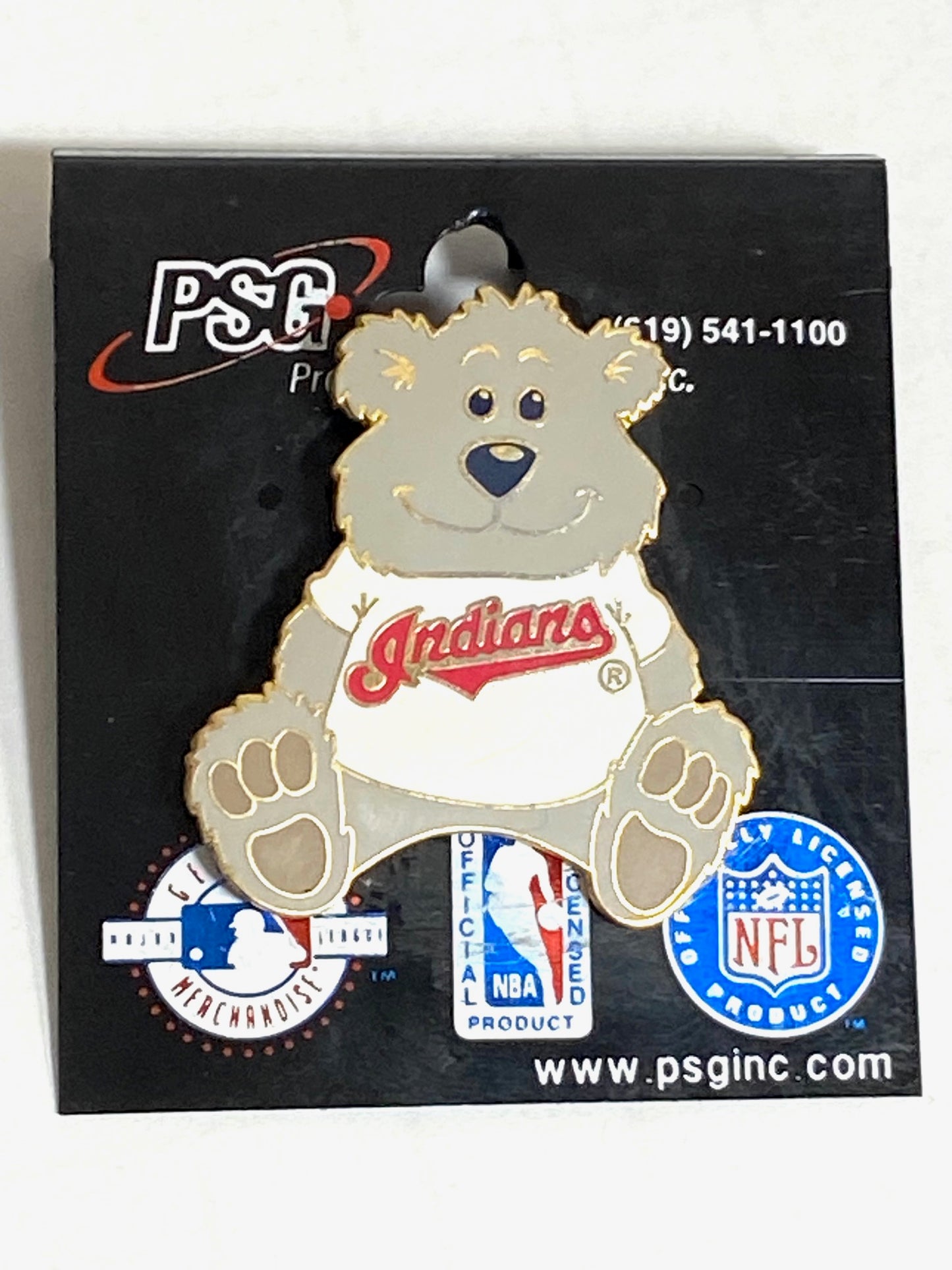 Cleveland Indians Vintage MLB NOS Late '90s Teddy Bear Lapel Pin