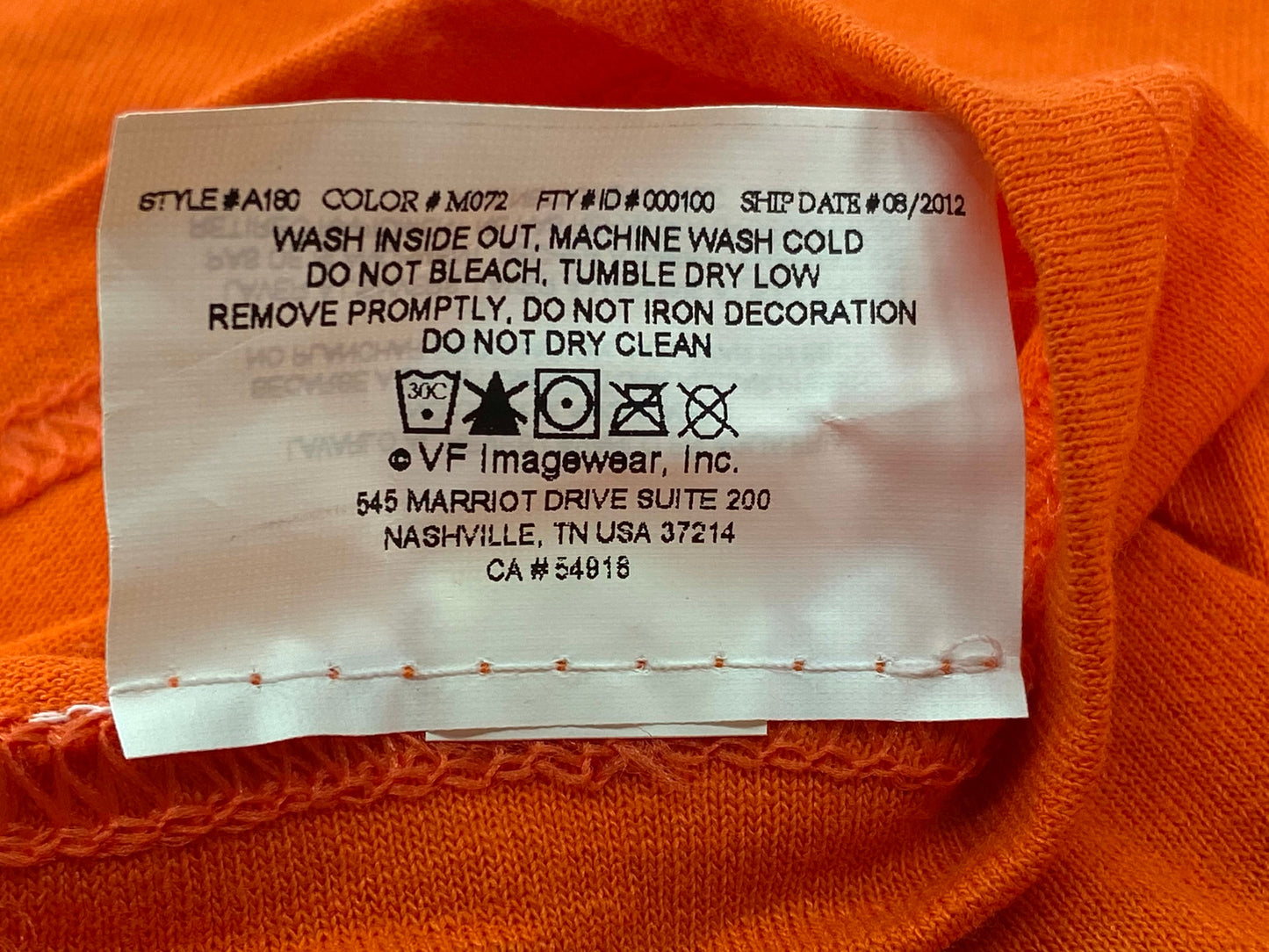 Baltimore Orioles 2012 MLB Logo Orange Adult NOS T-Shirt Lg & XL