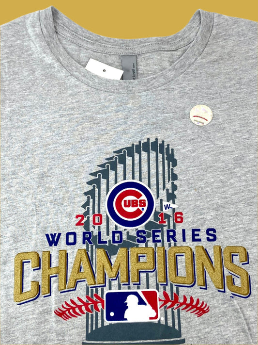 Chicago Cubs MLB 2016 World Champions Women's Gray T-Shirt