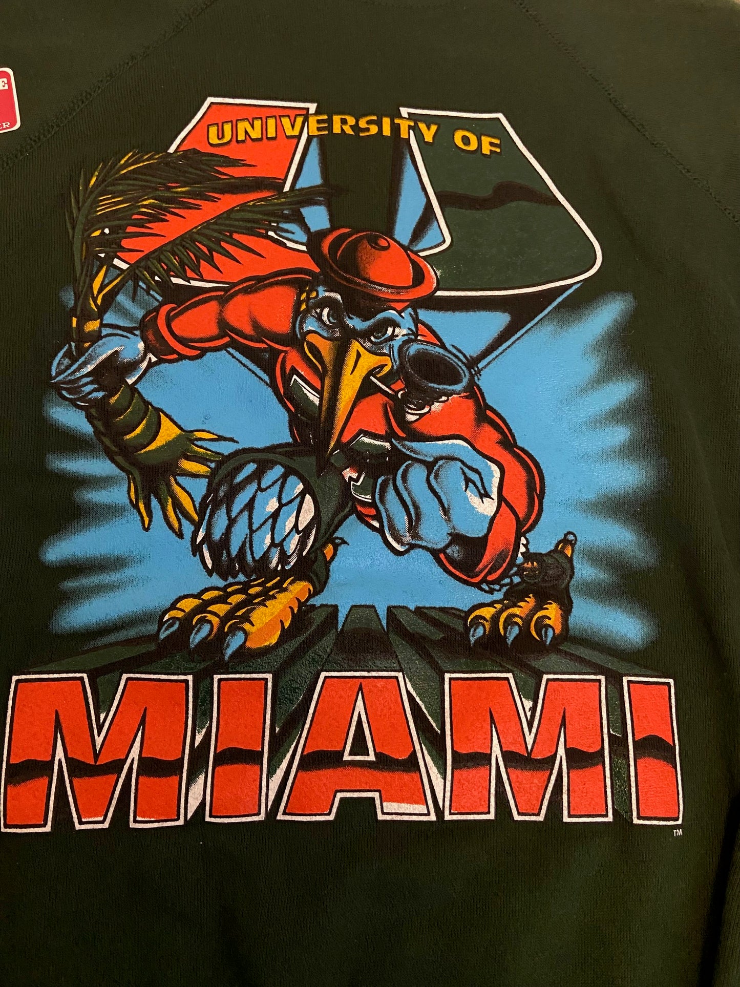 Miami Hurricanes Vintage Green XL NOS Sweatshirt
