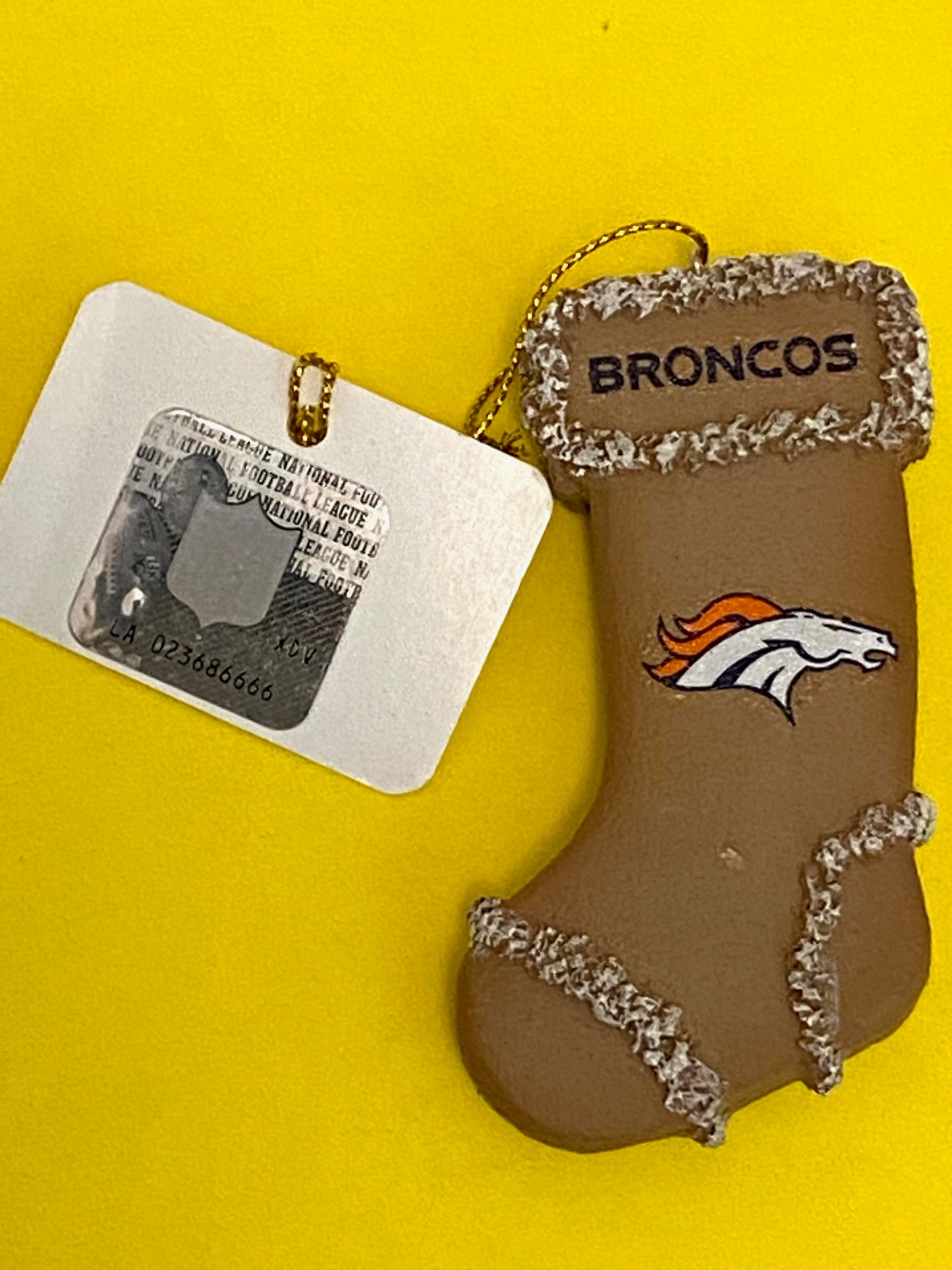Denver Broncos NFL NOS Gingerbread Christmas Stocking Ornament