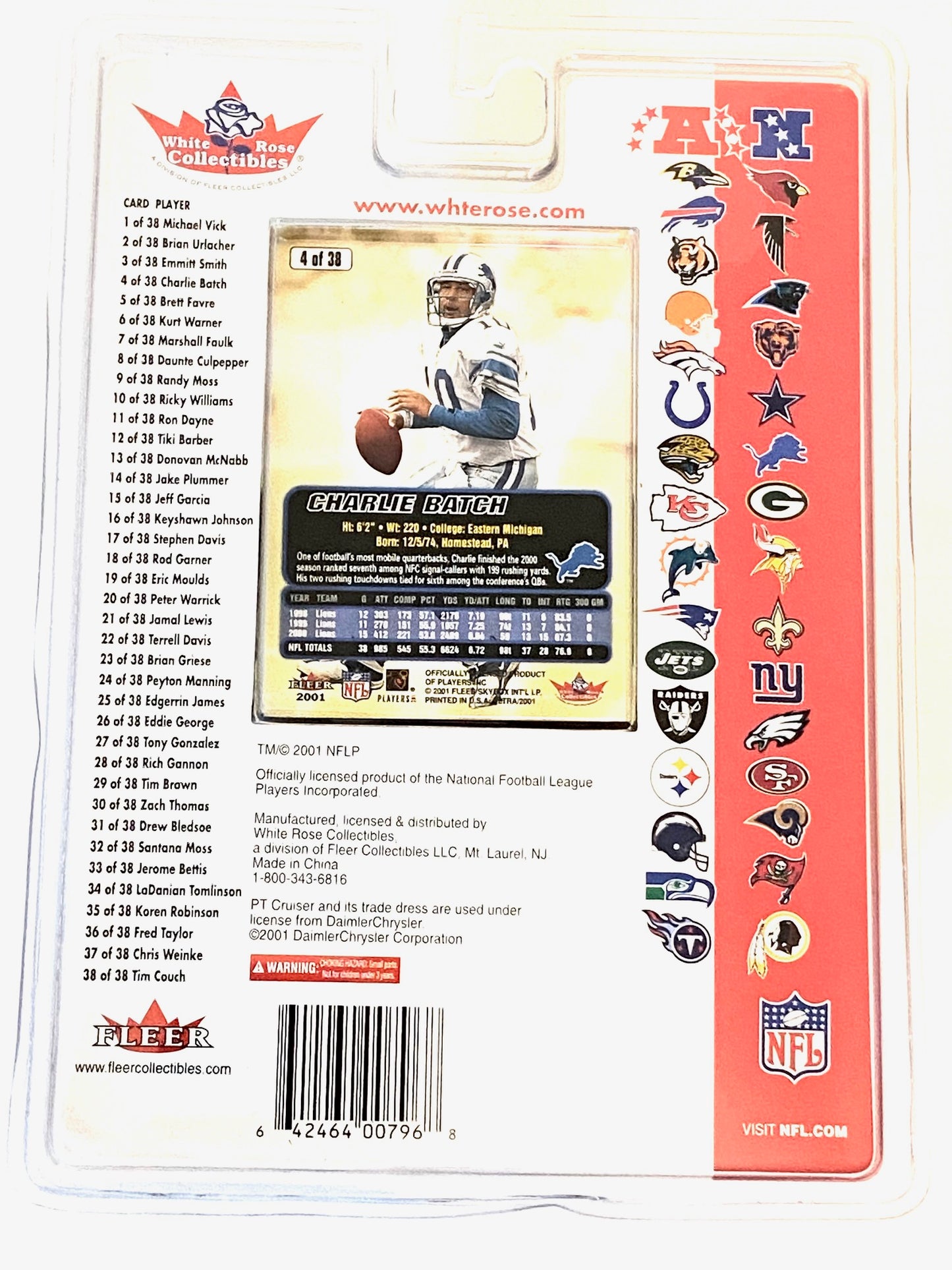 Charlie Batch 2001 NFL Detroit Lions Collectible NOS PT Cruiser