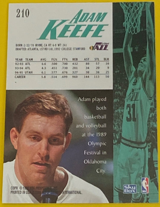 Adam Keefe 1995-96 NBA Skybox Premium Base Set #210 Utah Jazz
