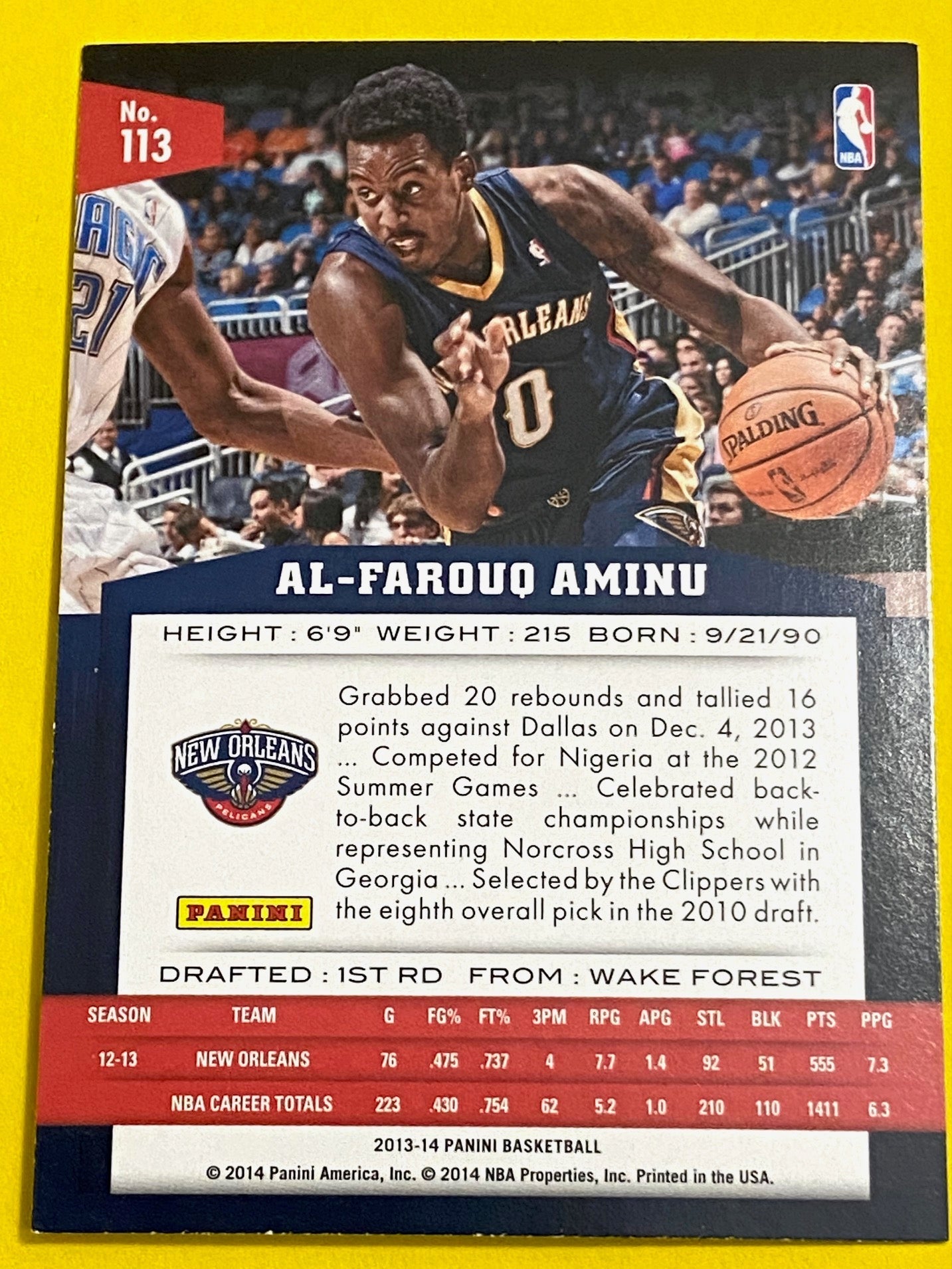 Al-Farouq Aminu #113 NBA 2013-14 New Orleans Pelicans by Panini
