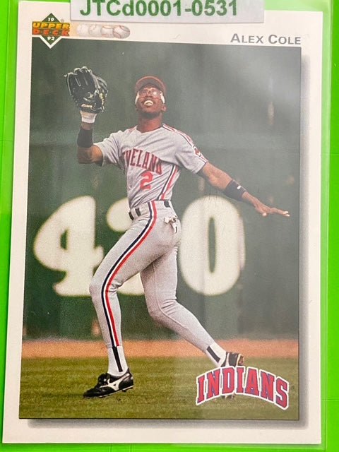 Alex Cole #197 MLB Base Set 1992 Cleveland Indians by Upper Deck