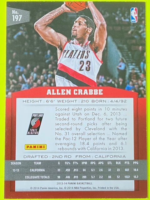 Allen Crabbe (RC) #197 NBA 2013-14 Portland Trail Blazers by Panini