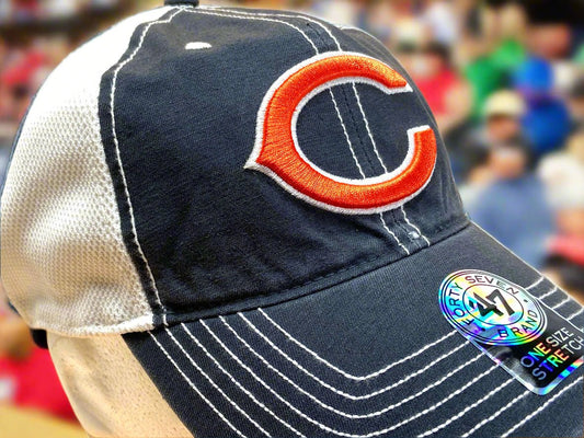 Chicago Bears NFL Navy Ripley Closer Stretch Fit Mesh Cap