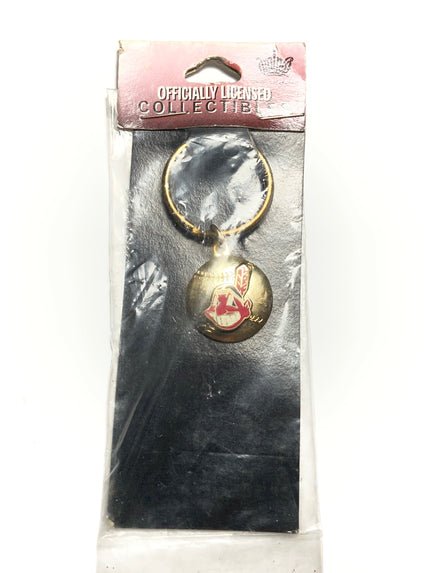 Cleveland Indians Vintage MLB 1997 Gold Baseball Wahoo Keychain