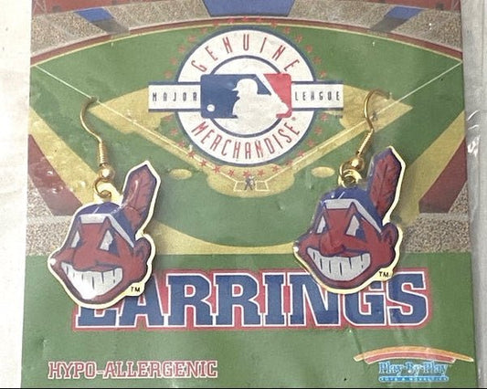 Cleveland Indians Vintage MLB 1999 NOS "The Chief" Dangle Earrings
