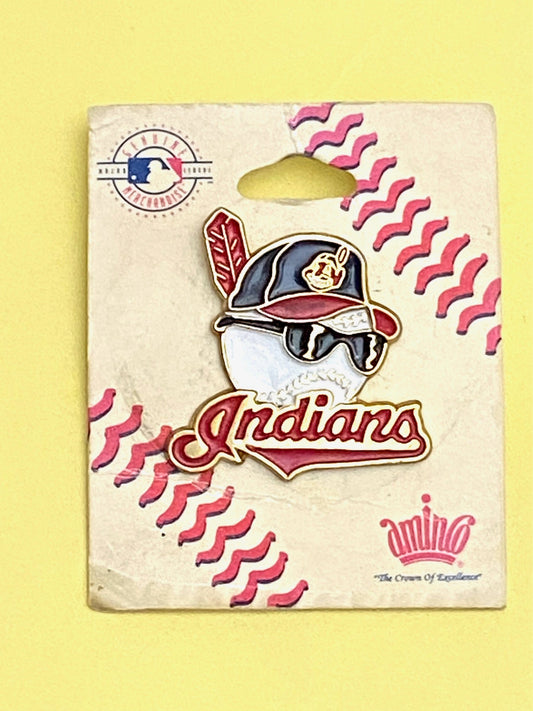 Cleveland Indians Vintage MLB NOS Late '90s "Baseball/Sunglasses" Lapel Pin