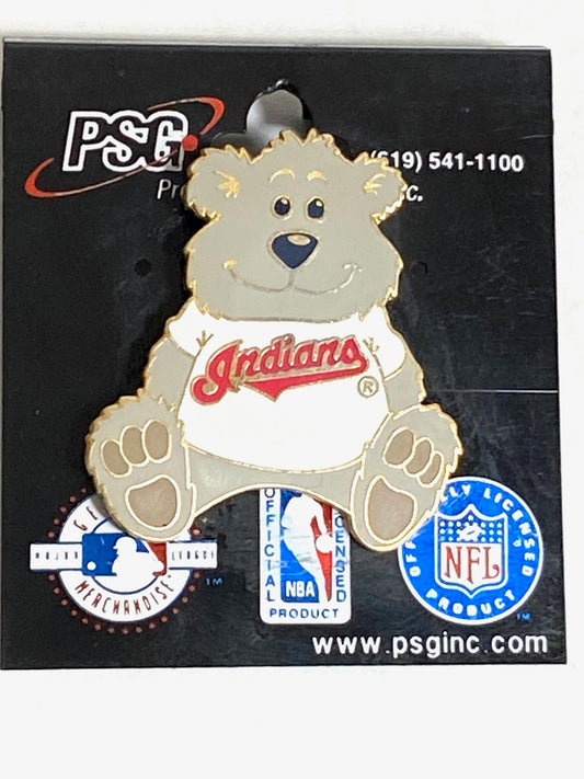 Cleveland Indians Vintage MLB NOS Late '90s Teddy Bear Lapel Pin