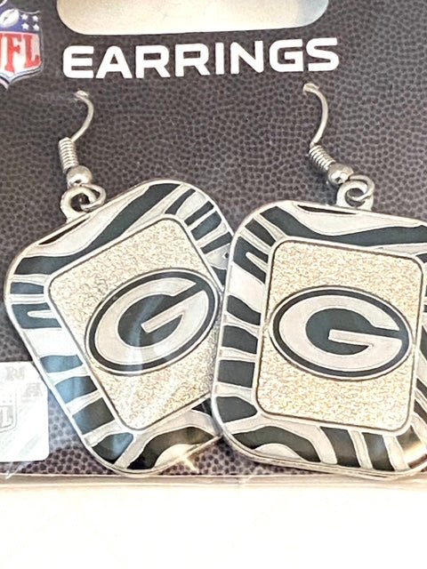 Green Bay Packers NFL "Zebra Stripes" NOS Dangle Earrings