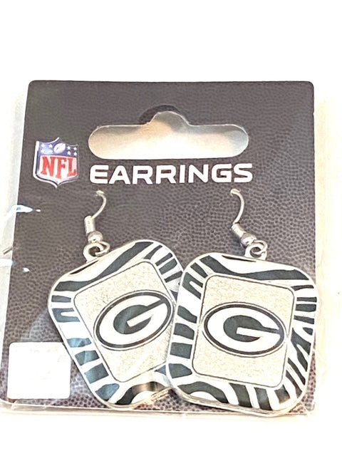 Green Bay Packers NFL "Zebra Stripes" NOS Dangle Earrings