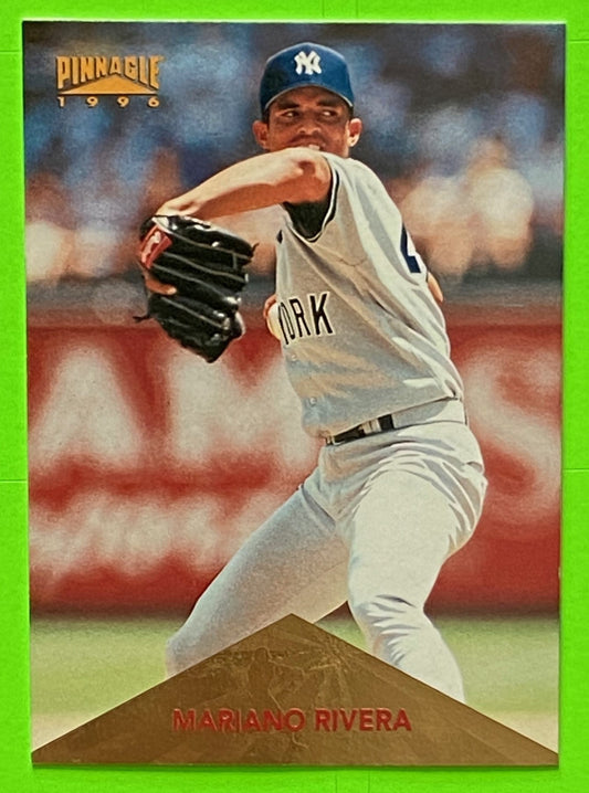 A collectible sports trading card featuring Mariano Rivera of the New York Yankees from the 1996 Pinnacle set.