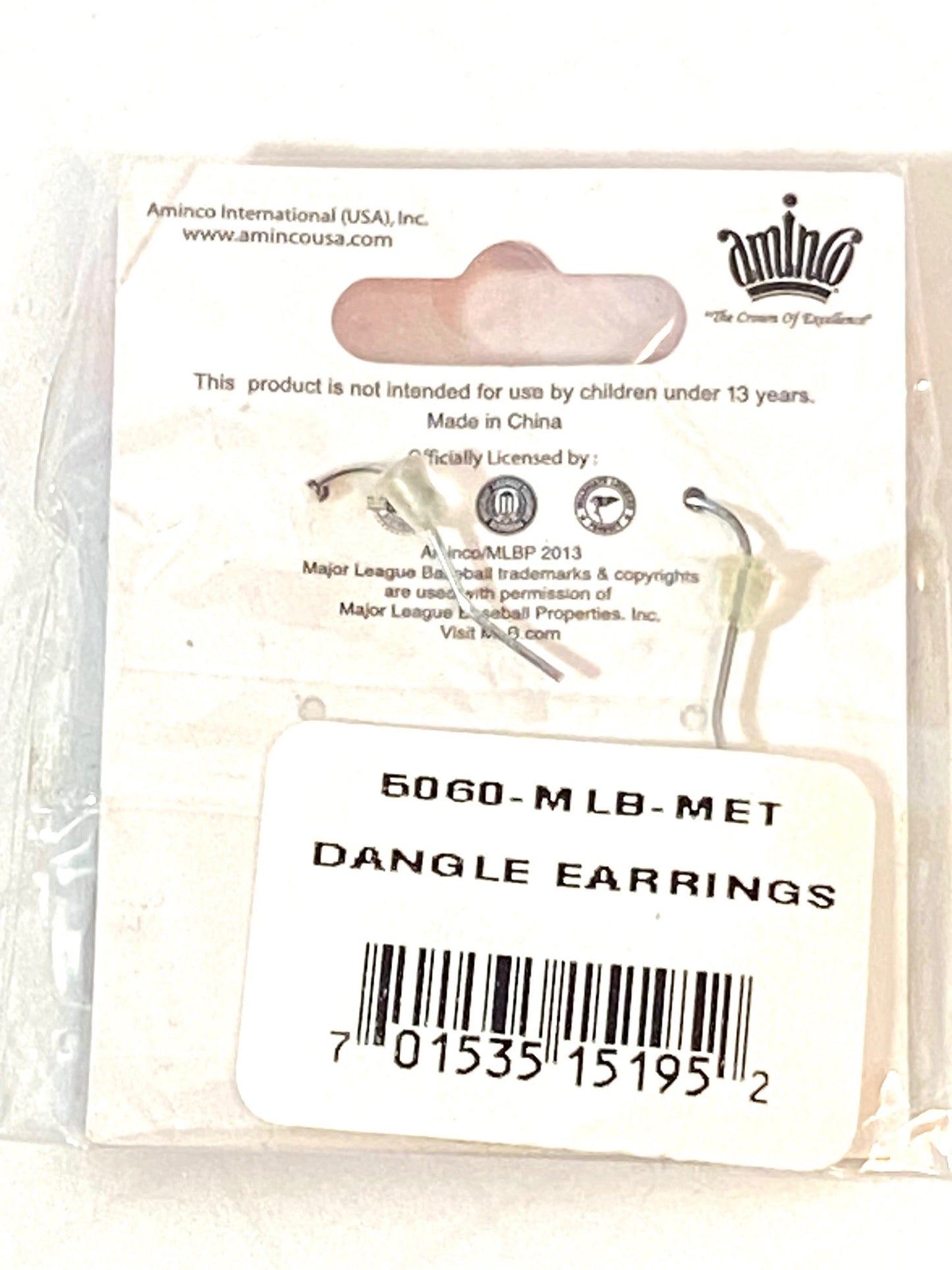 New York Mets MLB 2013 NOS "NY" Dangle Earrings